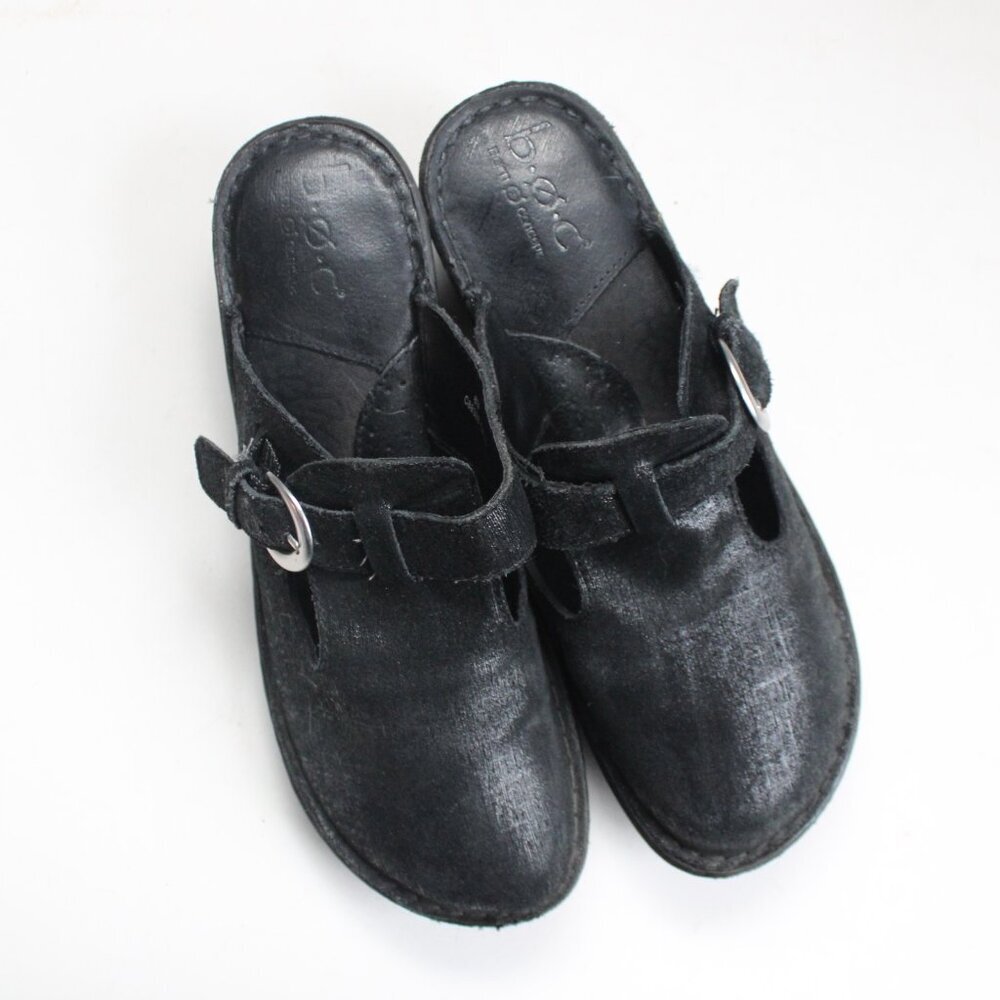 Born Concept Womens Black Platform Buckle Slip-On Mules Size 8 - Picture 4 of 6